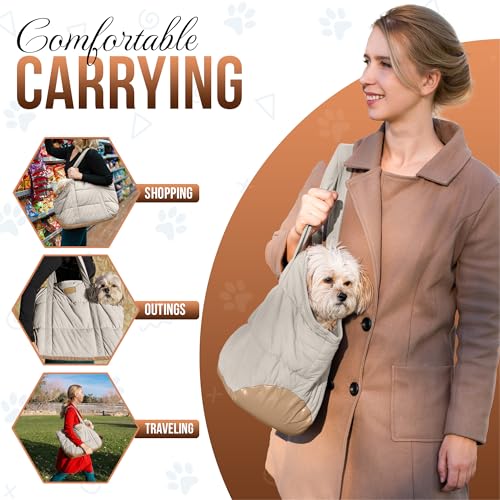 NoblePup Plush Dog Purse Carrier for Small Dogs, Soft Dog Tote Bag with Safety Harness Clip, Cozy Pet Carrier for Dogs Und...