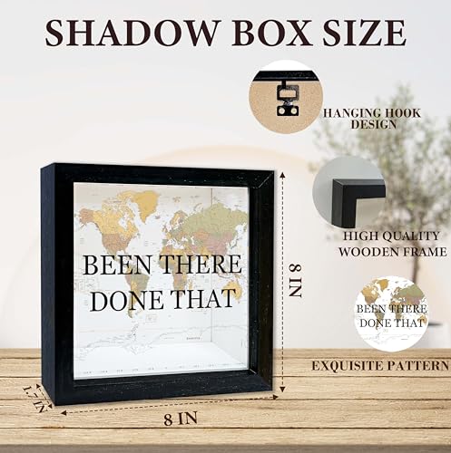 Memory Shadow Box Frame, Travel Keepsake Money Boxes with Slot, Memory Box for Keepsakes, Adventure Archive Boxes Gifts fo...