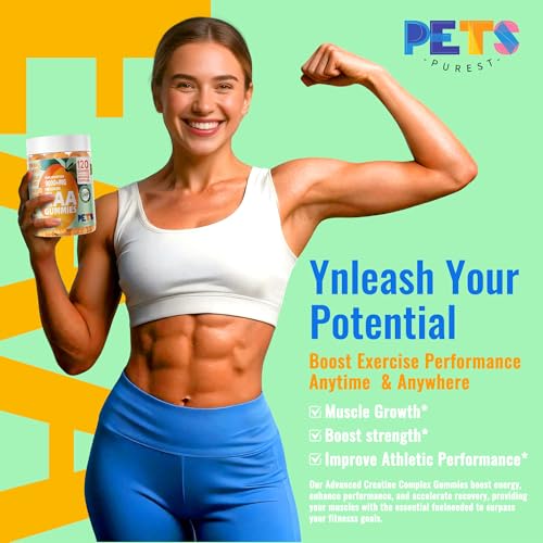 Pets Purest EAA Gummies 120 Gummies (Orange), Essential Amino Acids - All 9 Essential Aminos (EAA) and All Branched-Chain ...