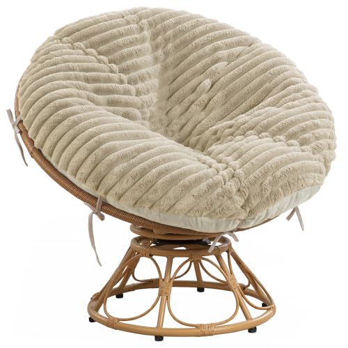 HOMBYS Fluffy Shaggy Cover for Papasan Chair Cushion, Plush Faux Fur Slipcover ONLY, (Without Cushion) Removable Soft Papa...