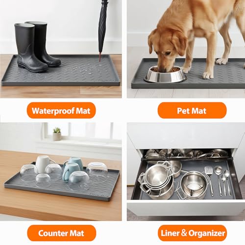 TigeJoy 34" x 22" Under Sink Mats for Kitchen Waterproof, Leak-Proof Silicone Mat Sink Protector and Cabinet Liner, Kitche...
