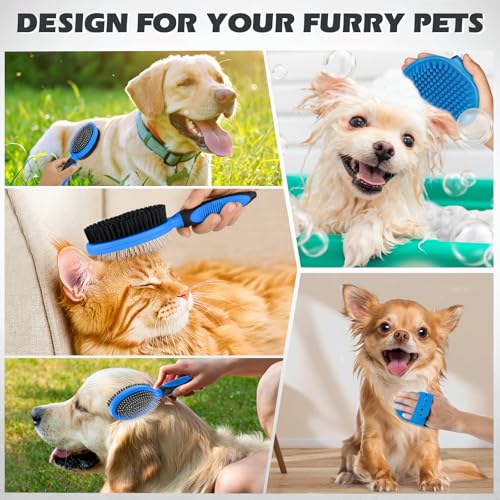 2PCS Pet Grooming Tools - Double-Sided Brush for Shedding and Bathing, Suitable for Short/Long Haired Dogs Cats and Horse...