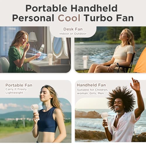 Portable Handheld Personal Cool Fan for Travel - 4000mAh Rechargeable Battery Powerful Mini Fan for Personal,Women,Men,150...