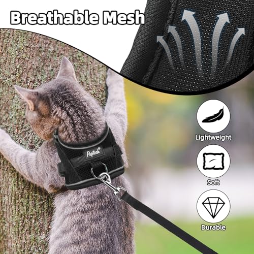 PUPTECK Cat Harness and Leash Set Escape Proof, Adjustable Reflective Kitten Jacket Easy Control, Pet Vest Harness for Cat...