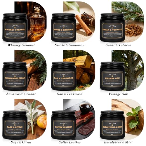 Mens Scented Candle Gift Set, 9 Pack Candles for Men, 36 oz Soy Candle, 200+ Hours Burn Time, Aromatherapy Gifts for Men, ...