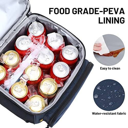 MIER Mens Insulated Lunch Box, Dual Compartment Large Lunch Bag Coolers with Shoulder Strap for Men Women Adult to Office ...