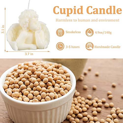 Nuanchu 2 Pieces Eclectic Angel Decor - White Angel Scented Candle Wax Vegan Candle for Trendy Bedroom Decorative