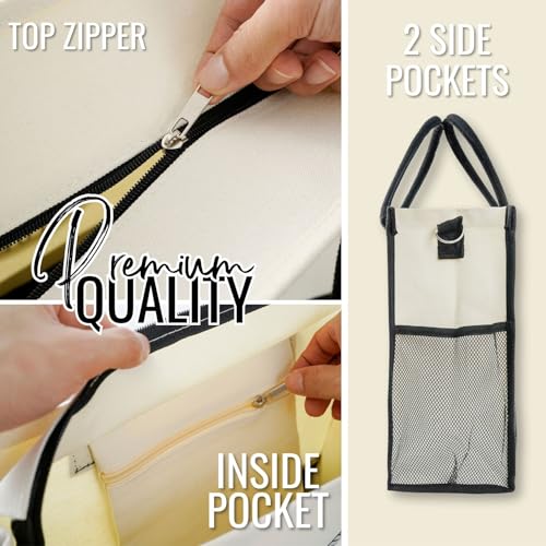 InnoBeta Bingo Gifts for Women, Bingo Accessories for Women, Canvas Tote Bag with Top Zipper Closure and Shoulder Strap