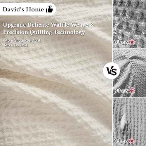 David's Home Waffle Weave Comforter Set 3PCS Queen Size, Soft Breathable Lightweight Cozy Skin-Friendly Warm for All Seaso...