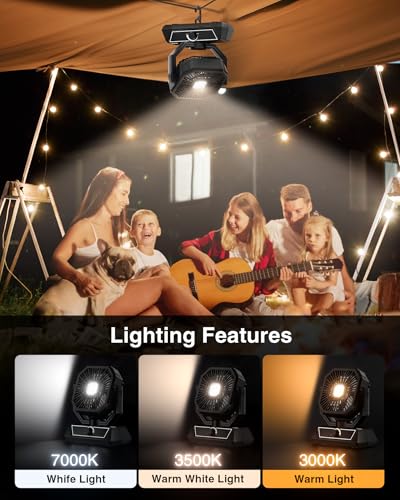 meriied Portable Fan Rechargeable, 20000mAh Battery Powered Fan with LED Lantern, Table Fan, Camping Essentials, USB C Bat...