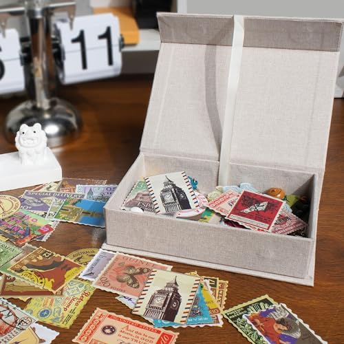 Hiwhy Photo Storage Box 4x6, Linen Photo Box, Memory Box Perfect to Store Your Photo, Pictures, Certificates, Scrapbooking...