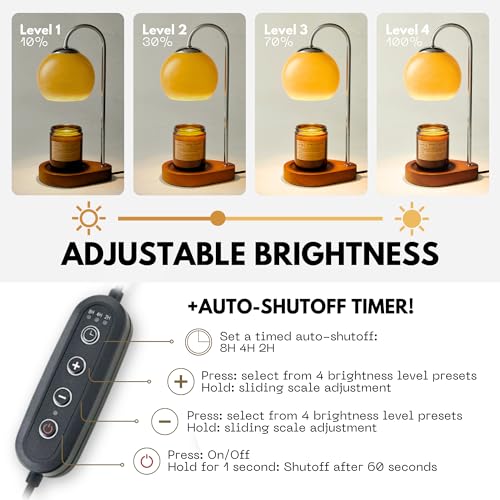 Kimikata Modern Candle Warmer Lamp with Timer and Dimmer, Dimmable Electric Candle Lamp Warmer, Wax Melt Warmer, Glass wit...