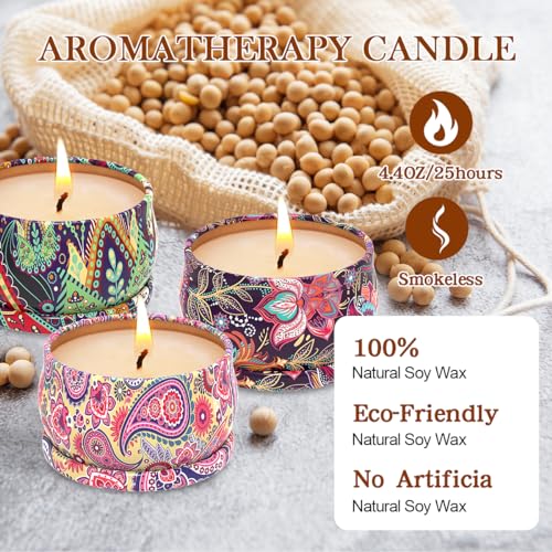 3 Pack Home Scented Candles - Strong Lavender, Vanilla & Rose Candle, 2.5 Oz, 100% Soy, Non-Toxic, Small Candle Set for Ar...