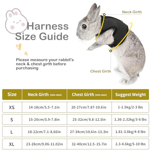 PETTOM Bunny Rabbit Harness with Stretchy Leash Cute Adjustable Buckle Breathable Mesh Vest for Kitten Small Pets Walking...