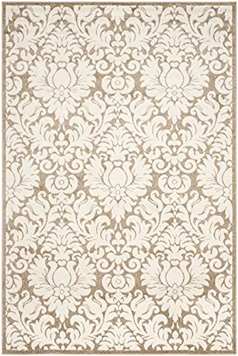 SAFAVIEH Amherst Collection Area Rug - 6' x 9', Wheat & Beige, Floral Damask Design, Non-Shedding & Easy Care, Ideal for H...