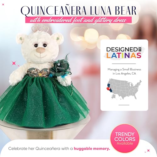 Kinnex Collections by Amanda Large 20” Quinceañera Teddy Bear Centerpiece – Elegant Dress, Oversized Keepsake Gift for 15 ...