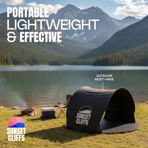 Sunset Cliffs Pop Up Beach Tent – 1-2 Person Portable Sun Shelter with UPF 50+ UV Protection – Lightweight Folding Shade C...