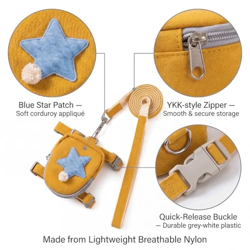 Pet Backpack Harness with Leash for Dogs and Cats, Adjustable Vest with Storage Pocket, Poop Bag Dispenser, Soft Breathabl...
