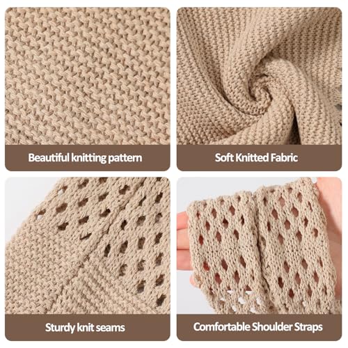 Premillow Crochet Beach Tote Bags, Stylish Mesh Beach Bags Shoulder Bag for Women, Cute Summer Vacation Boho Tote Bag