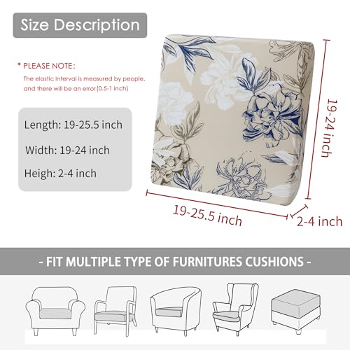 FORCHEER Ourdoor Cushion Covers 20X20 Waterproof Set of 2 Floral Printed Stretch Patio Chair Cushino Covers for Rattan Pat...