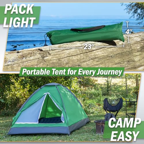 2 Person Camping Tent with Rain Fly and Carrying Bag – Lightweight Outdoor Pop Up Tents for Camping Essentials, Music Fest...