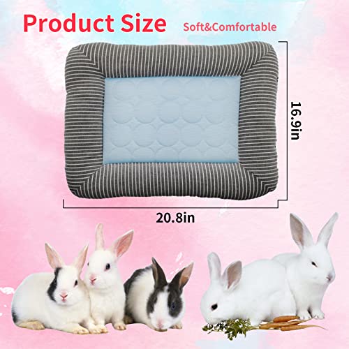 PINVNBY Rabbit Bed Cooling Pad, 20.8" L*16.9" W Bunny Self Bed Mat, Ice Silk Summer Pet Cooling Sleeping Pad, Portable Cag...