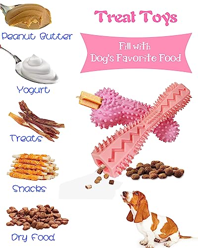 Cdyzqikm 4 Pack Puppy Teething Toys Dog Durable Chew Toys Soft Rubber Toy Dog Teeth Cleaning Toothbrush Toy Cute Interacti...