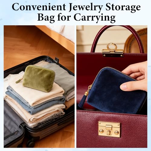 CHICERA 2 Pack Travel Jewelry Case Set – Small Velvet Pouch Organizer for Earrings, Necklaces, Bracelets | Portable Mini J...