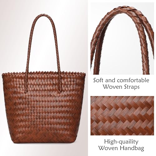 Tavaleu Straw Beach Bags for Women, Tote Handbag Shoulder Bag for Women, Beach Straw Purse Buckets Summer Fashion Hobo Bags
