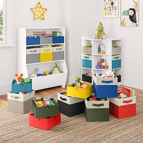 RiverRidge Kids 2pc Folding Storage Bins Set - 10.5” Bin Organizer with Handles - Olive Closet Organizer and Storage for T...