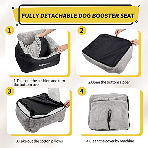 BurgeonNest Dog Car Seat for Small Dogs, Soft Pet Car Travel Home Bed Under 25 lbs, Fully Detachable and Washable Cat Boos...
