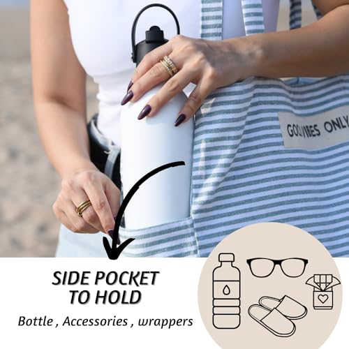 Folkulture Beach Bag For Women | 17 x 14 Inch - 100% Cotton Beach Tote Bag With Zipper Pocket Inside, Large Woven Pool Bag