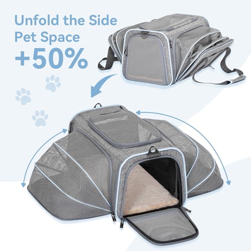 Petsfit Expandable Small Cat Carriers Dog Carrier, Airline Approved Soft-Sided Portable Washable Pet Travel Carrier with T...