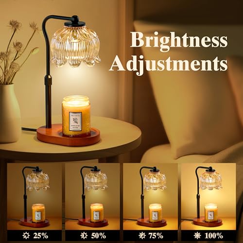 CASTLELIFE Candle Warmer Lamp with Timer & Stepless Dimming, Height Adjustable Electric Wax Warmer for Jar Candles, Flower...
