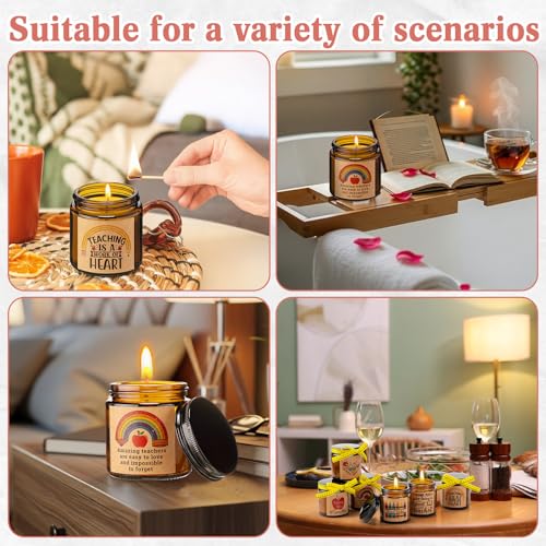 Lyrow 6 Pcs Teacher Appreciation Candles Gifts Set Best Teachers Gifts for Women and Men Include Ruler-Style Ribbon 3.5 oz...
