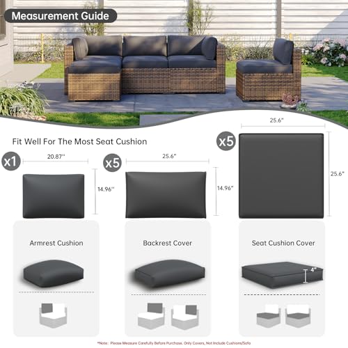 Aoxun 11pcs Patio Cushion Covers Replacement, Waterproof Outdoor Furniture Cushion Covers with Zipper and Non-Slip Bottom,...