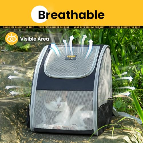 Conlun Cat Backpack Carrier for Small Dogs and Cats Fit Up to 15 Lbs,Small Dog Backpack, Foldable with 3-Side Mesh Window...