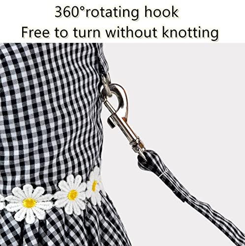 Small Dog Dress with Leash Set Adjustable Dog Harness Dress with D Ring Breathable Walk Doggie Outfits for Puppy Girl and ...