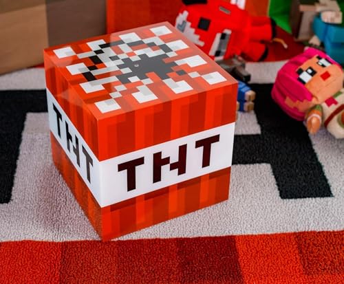 Minecraft TNT Block 6 Inch USB LED Night Light Cube - Decorative, Fun, Safe & Awesome Bedside Mood Lamp Toy for Baby, Kid...