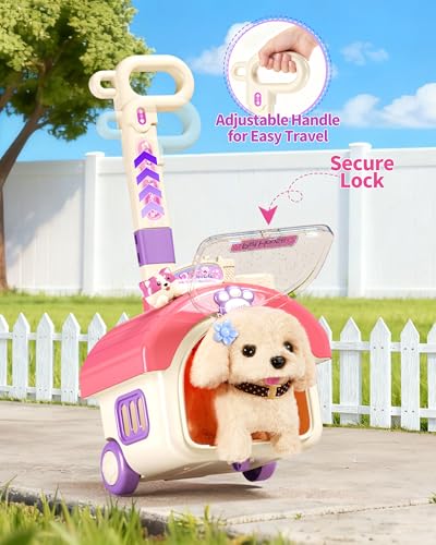 23Pcs Dog Toys for Kids Girls, Walking Barking Interactive Realistic Stuffed Dog with Portable Puppy Stroller & Accessorie...