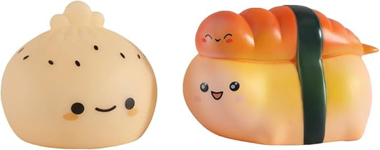Urban Lifestyle Figural Food Squish LED Mood Lamp, 2 Pack with Dumpling and Sushi, 3.8 inches Tall