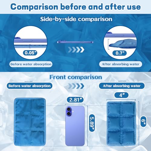 aadsioahd 4pcs Ice Packs for Lunch Boxes & Coolers - Reusable,Lightweight Cooler Ice Pack for Food Freshness, Drinks Freez...