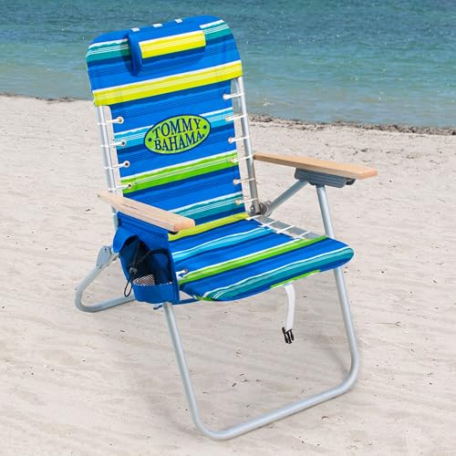 Tommy Bahama Hi-Boy 17" Seat Height 4-Position Lace-Up Suspension Folding Beach Backpack Chair
