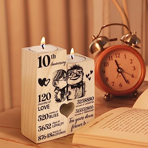 10th Anniversary Wedding Gifts for Wife, Husband, Couples Gift Candlestick,Ten Years Wedding Anniversary Presents for Her,...