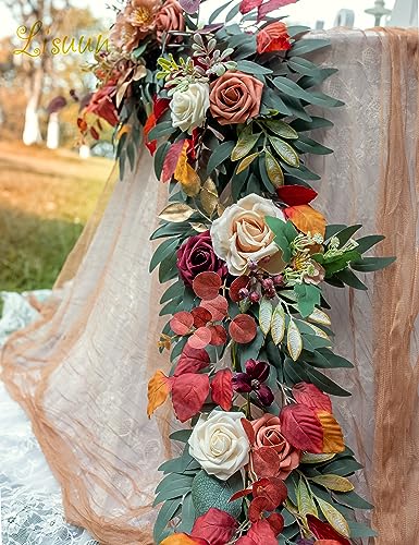 Lisuun 9FT Wedding Arch Flower Garland, Handmade Wedding Table Decorations,Head Table Floral Decor for Noble and Charming ...
