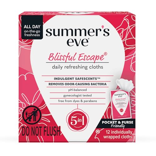 Summer's Eve Blissful Escape Feminine Wipes, Gentle pH-Balanced Formula Helps Control Vaginal Odor, Individually Wrapped W...