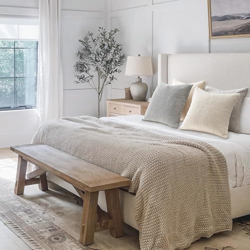 Topfinel 4 Packs Neutral Decorative Throw Pillows Covers 18x18 Inch for Living Room Couch Bed Sofa, Rustic Farmhouse Boho ...