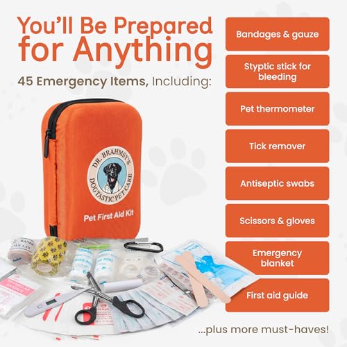 Dr Brahmsy’s Pet First Aid Kit for Dogs and Cats - Vet-Approved Essential Survival and Emergency Supplies for Home, Trave...