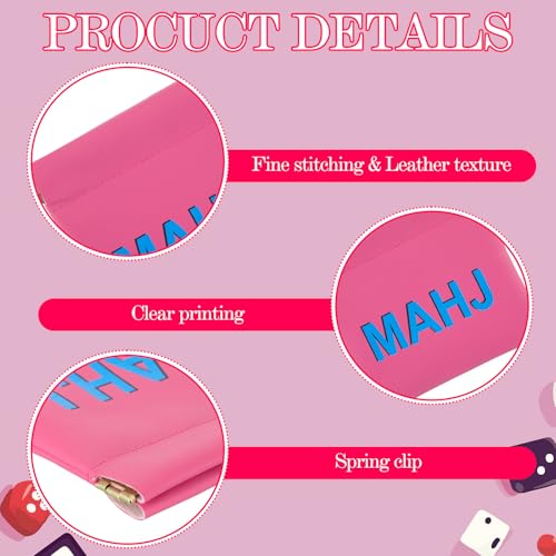 Sunnymove Mahjong Dice Bags 3.8 x 3.9 in PU Squeeze Mahjong Pouch Mini Dice Coin Tiles Purse for Board Game Party Travel(P...