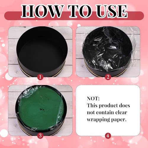 Nuenen Round Gift Box with Lid & Floral Foam Set, Black, 2 pcs, Gift Boxes for Flowers for Mother's Day Bridesmaid Wedding...